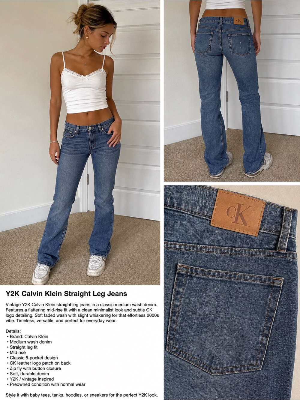 Calvin Klein Classic Medium Blue Straight Leg Jeans